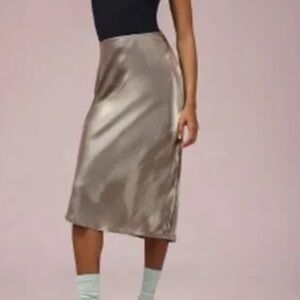 NWOT Anthropologie Elyse Slip Skirt in Khaki Size XS.